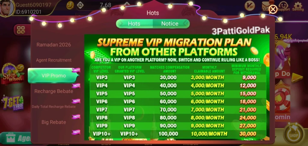 3Patti Gold VIP Program